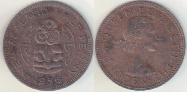 1956 New Zealand Half Penny (EF) A005720